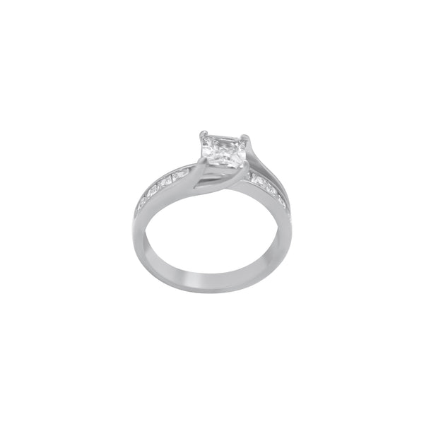 Sterling Silver Square Cut Wedding/Engagement Ring