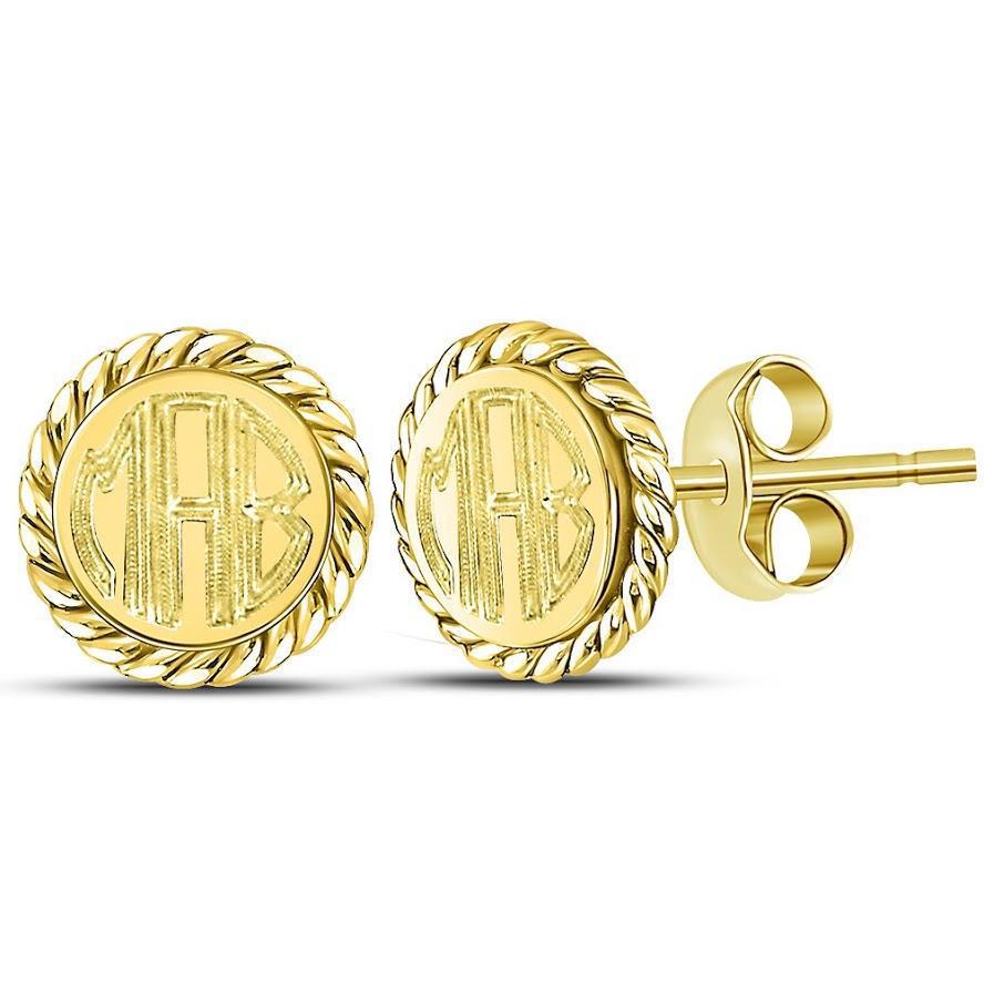Sterling Silver Engravable Stud Earrings with Rope around - Atlanta Jewelers Supply