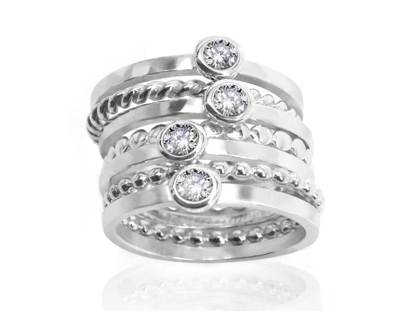 Sterling Silver 7 Piece CZ Stackable Rings - Atlanta Jewelers Supply