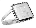 Sterling Silver Square Engravable Ring with Rope Designed Trim and Split Band - Atlanta Jewelers Supply