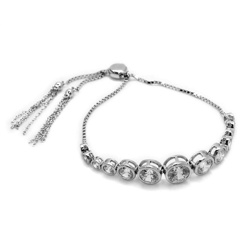 ADJUSTABLE STERLING SILVER MULTI SZIE CYLINDER CLEAR CZ BRACELET - Atlanta Jewelers Supply