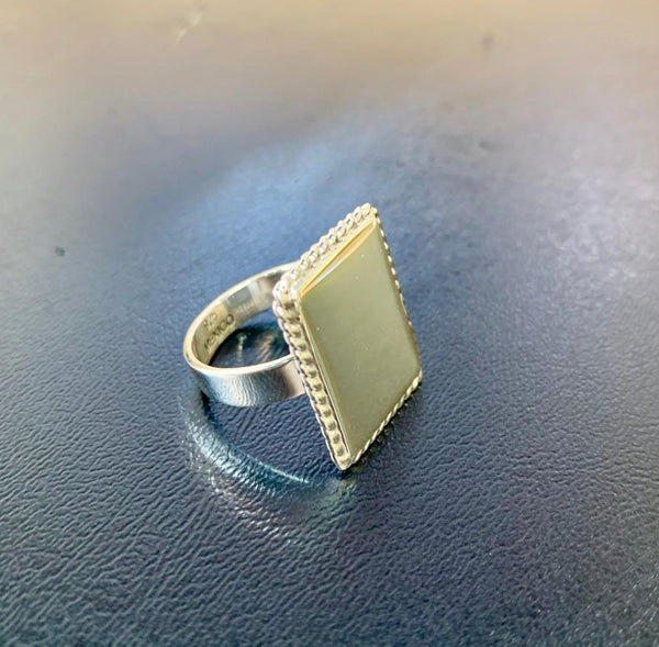 Sterling Silver Ring Vertical Rectangle Engravable Ring With Roped Edge - Atlanta Jewelers Supply