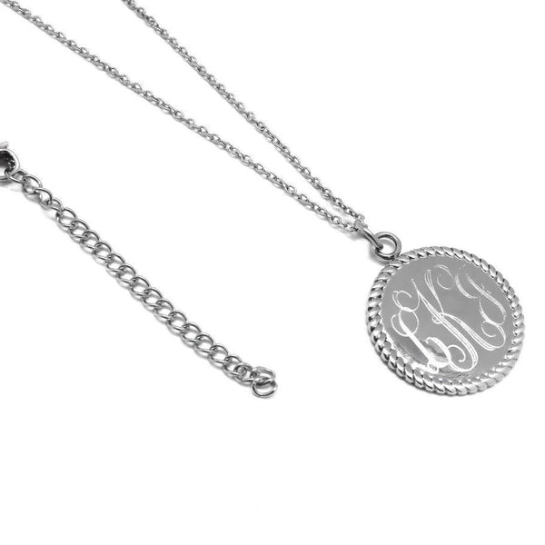 Stainless Steel Necklace With Rope around Disc Pendant - Atlanta Jewelers Supply