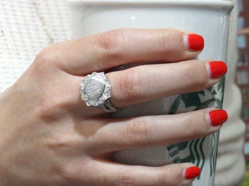 Sterling Silver Double Band Stack Flower Engravable Ring - Atlanta Jewelers Supply