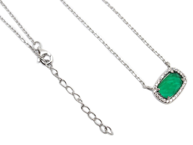 Sterling Silver Designer Inspired Gem Stone Necklace