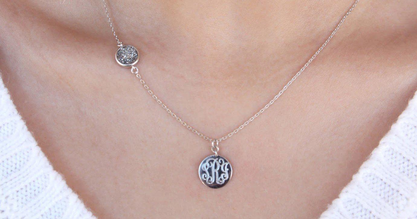 Sterling Silver Engraved Druzy Necklace - Atlanta Jewelers Supply