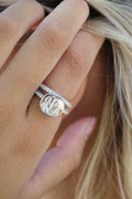 Elegant Engravable Ariana Round Sterling silver Cz Ring with band - Atlanta Jewelers Supply