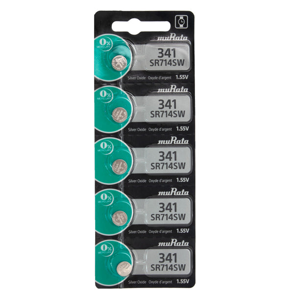 Murata Silver Oxide Watch 341 (SR714SW) Battery 5 Pack