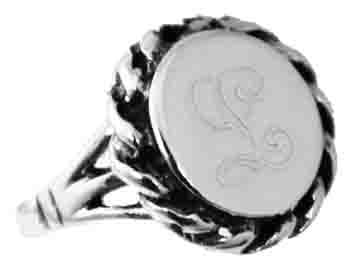 Sterling Silver Round Engravable Ring With Large Rope Engrave Part - Atlanta Jewelers Supply
