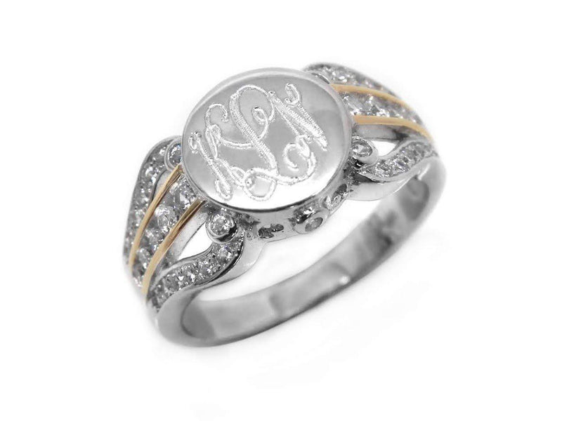 Elegant Engravable Zoey Sterling Silver Circle CZ Ring - Atlanta Jewelers Supply