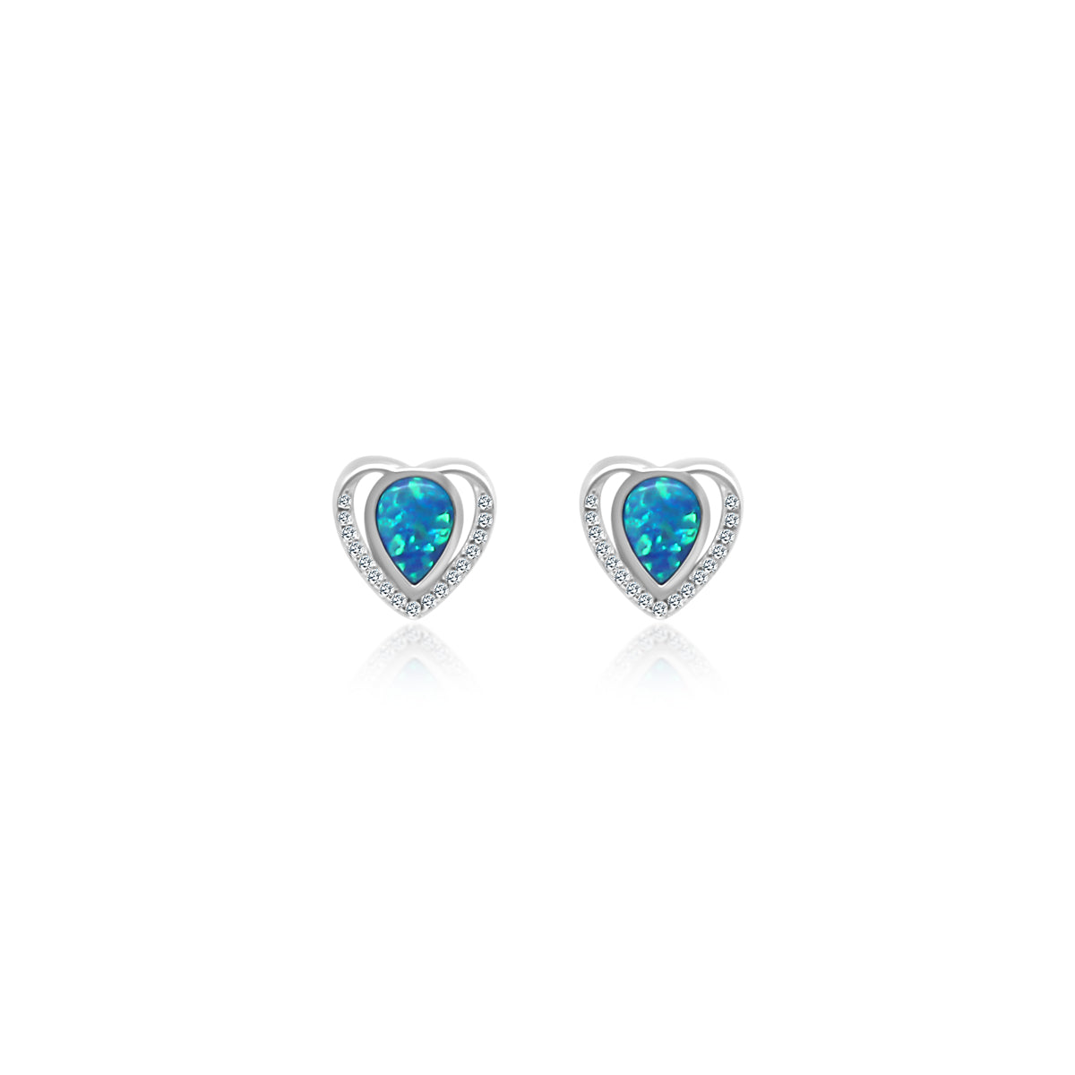 Blue Opal Heart CZ Earrings - Atlanta Jewelers Supply