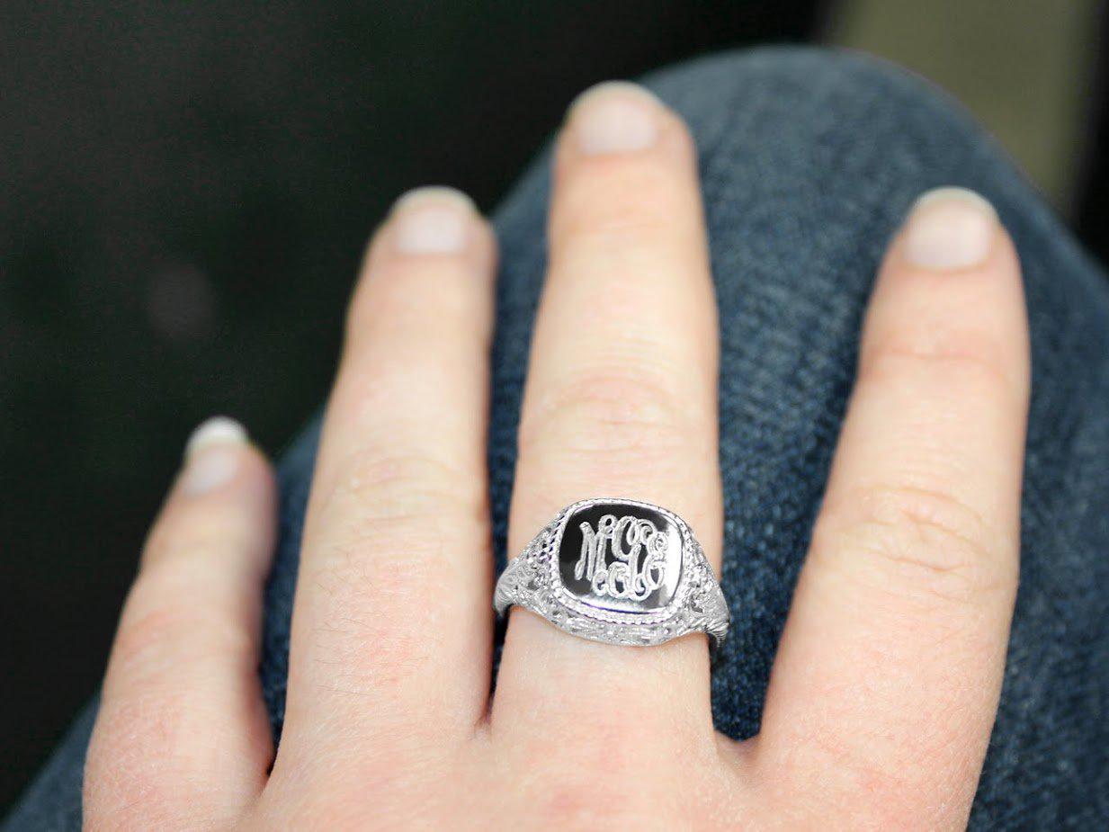 Sterling Silver Engravable Square Filigree Ring - Atlanta Jewelers Supply