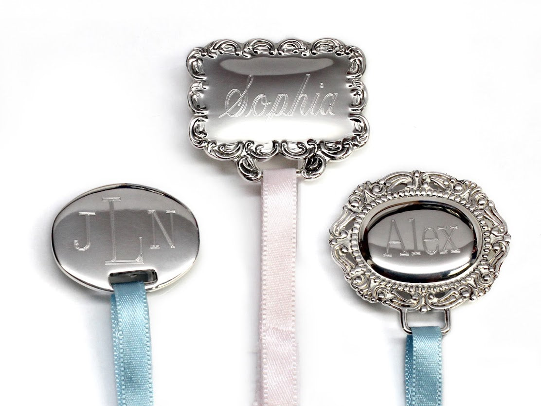 Non Silver Engravable Rectangle and Oval Pacifier Holder - Atlanta Jewelers Supply