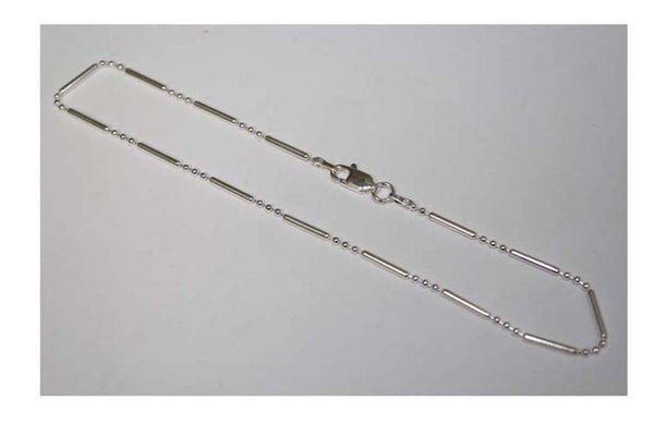 Sterling Silver 1mm 3 Bead and Bar Anternate Anklet - Atlanta Jewelers Supply