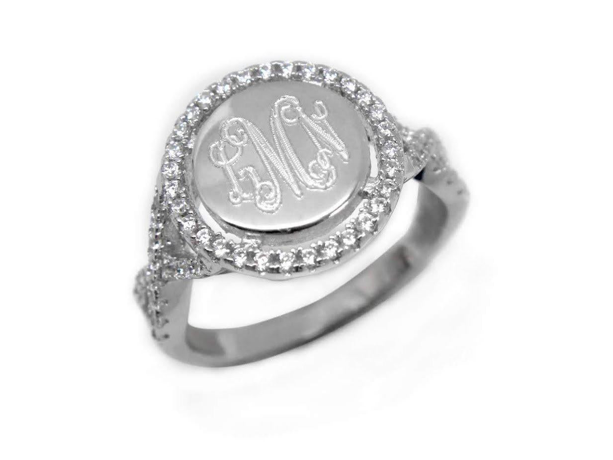 Elegant Engravable Sydni Sterling Silver Circle CZ Ring - Atlanta Jewelers Supply
