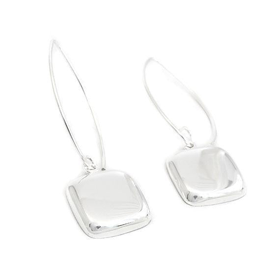 Engravable German Silver Domed Square Dangle Earrings - Atlanta Jewelers Supply