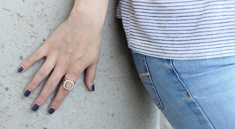 Sterling Silver Stackable Square CZ Split Band Ring With Two Bands - Atlanta Jewelers Supply