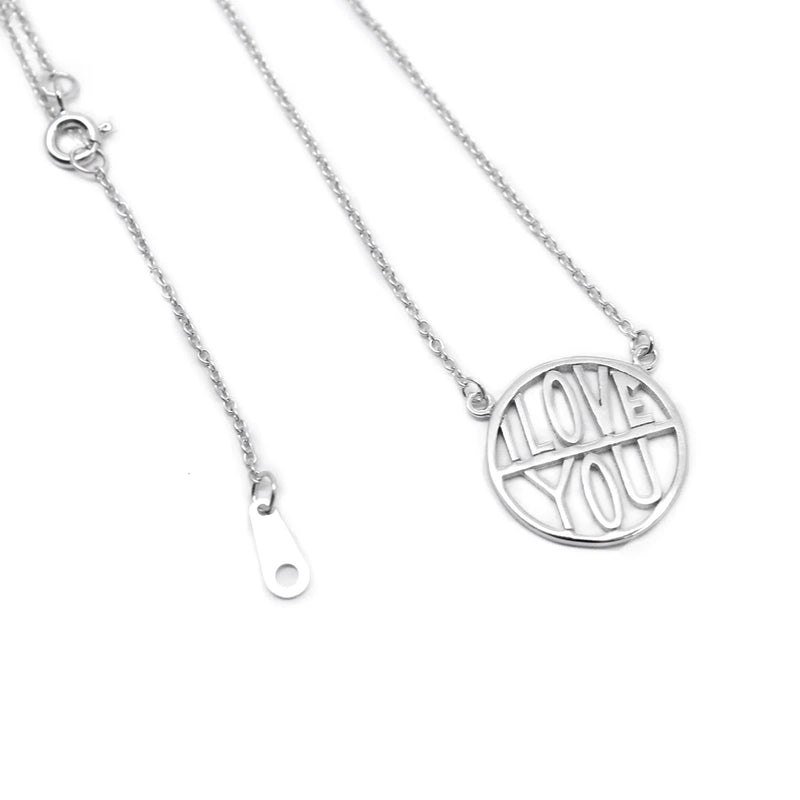 "I Love You" Sterling Silver Cut-Out Necklace