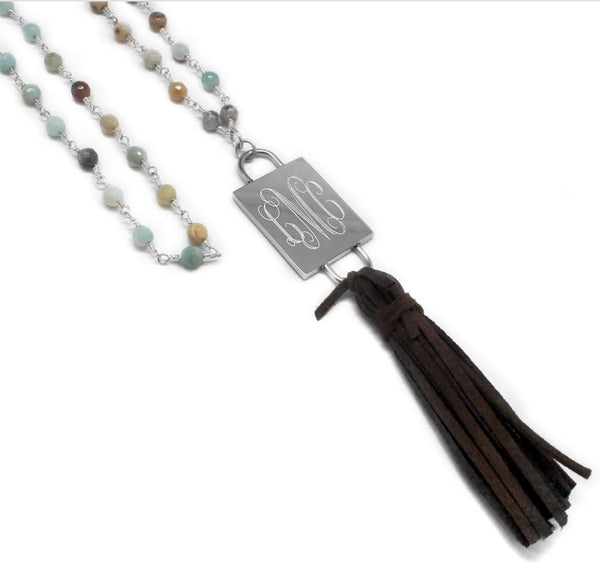 Engraved Amy Rectangle tassel necklace - Atlanta Jewelers Supply