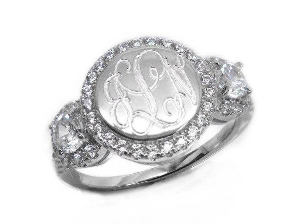 Elegant Engravable Sophia Sterling Silver Circle CZ Ring - Atlanta Jewelers Supply
