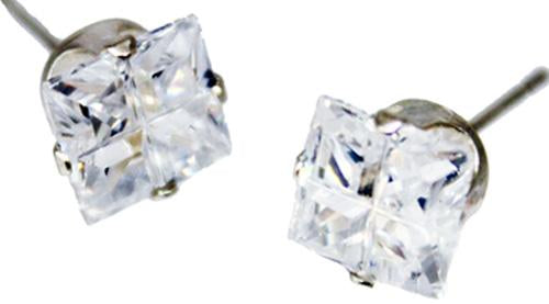Sterling Silver 4 Cut Cz Square Stud Earrings 10Mm - Atlanta Jewelers Supply