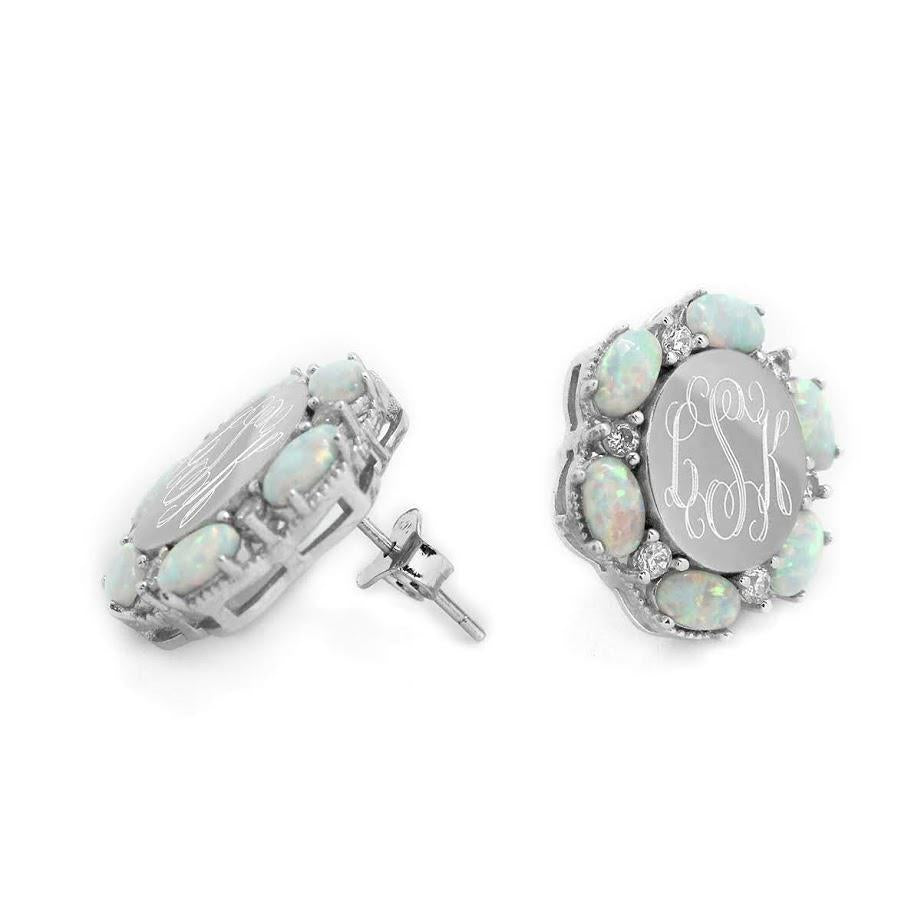 Sterling Silver CZ Opal Flower STUDS - Atlanta Jewelers Supply