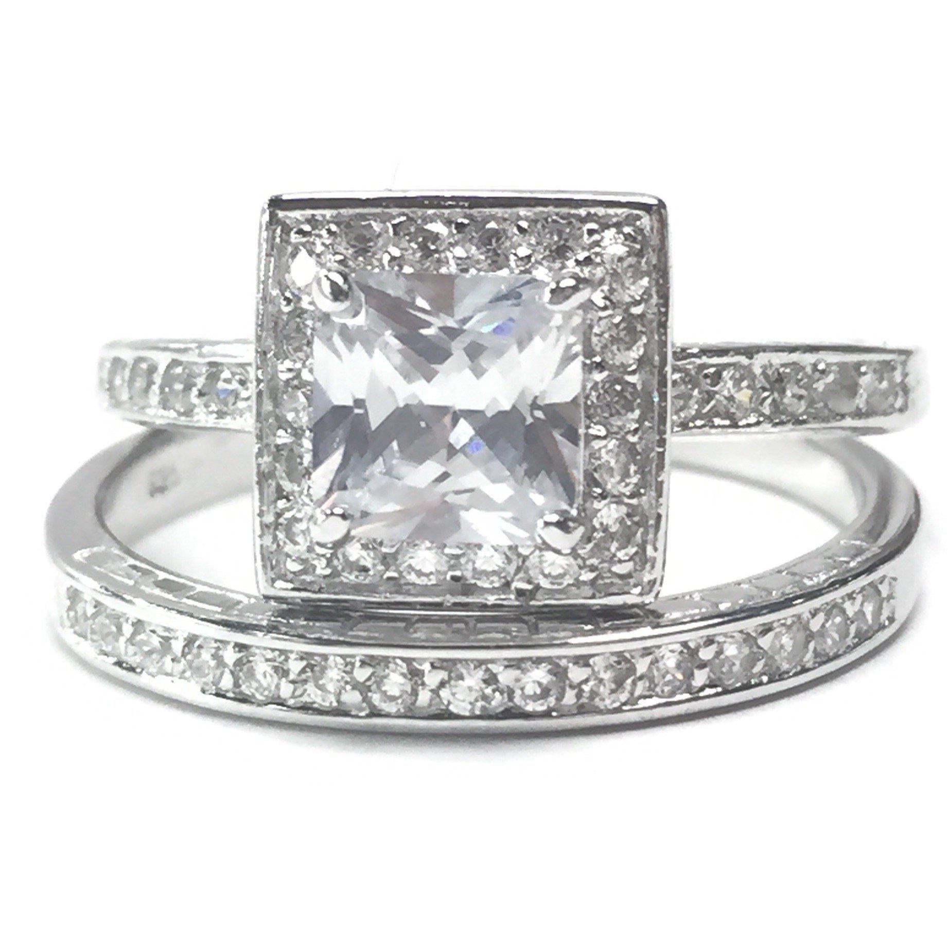 Sterling Silver Set Of Two Cz Stone Rings - Atlanta Jewelers Supply