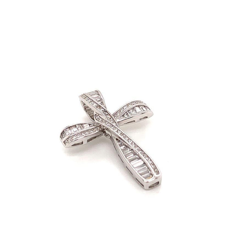 STERLING SILVER TWISTED CZ CROSS PENDANT - Atlanta Jewelers Supply