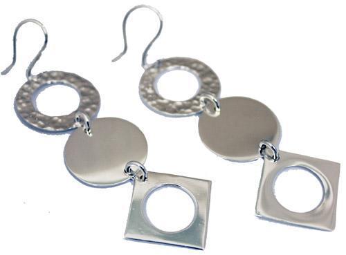 German Silver Round, Hammered Cut-Out Round, And Square Disc French Wire Earrings - Atlanta Jewelers Supply