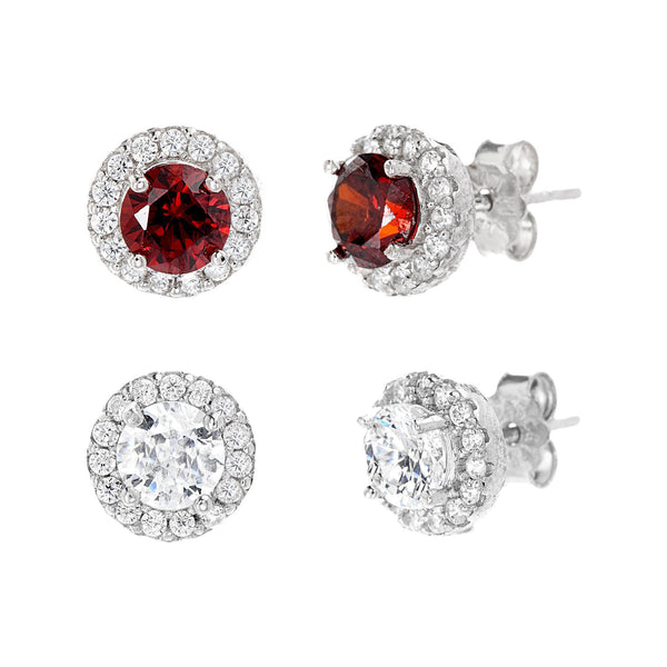 SILVER CZ STUD & HALO EARRING SET - Atlanta Jewelers Supply