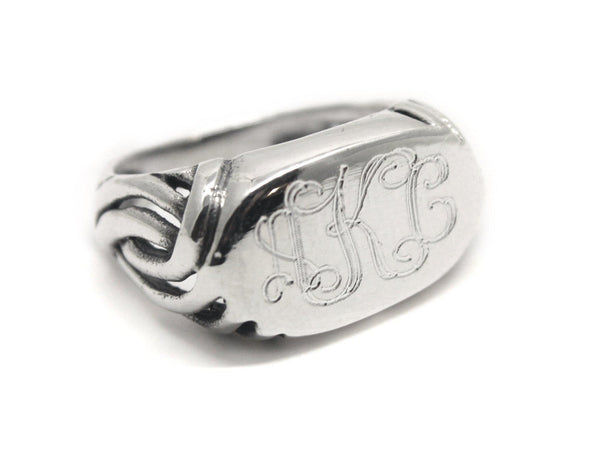 STERLING SILVER OVAL ENGRAVABLE RING WITH SWIRLED DESIGN ON SIDE - Atlanta Jewelers Supply