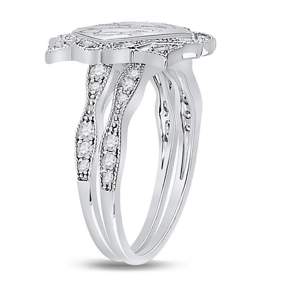 Sterling Silver Double Band Stack Flower Engravable Ring - Atlanta Jewelers Supply