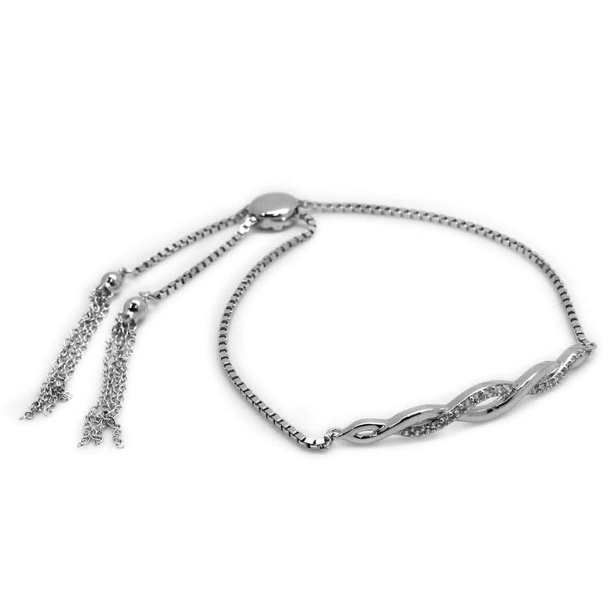 STERLING SILVER INTERWOVEN CZ ADJUSTABLE BRACLET - Atlanta Jewelers Supply
