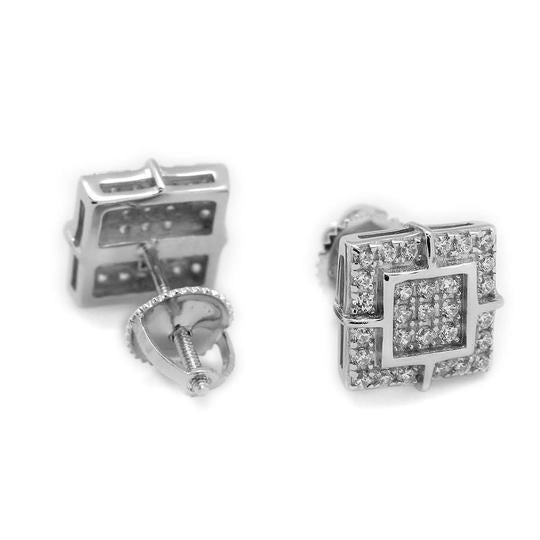 Micropave Beveled Square Earrings - Atlanta Jewelers Supply