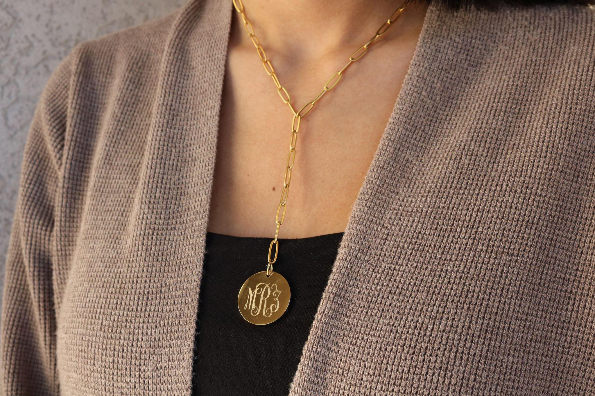 Stainless Steel Drop Down Paper Clip Engraving Necklace - Atlanta Jewelers Supply