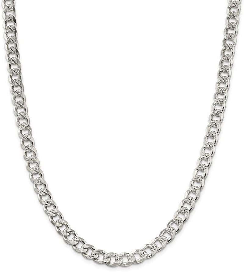 Sterling Silver Italian Double Curb Pave Chain 150 Gauge