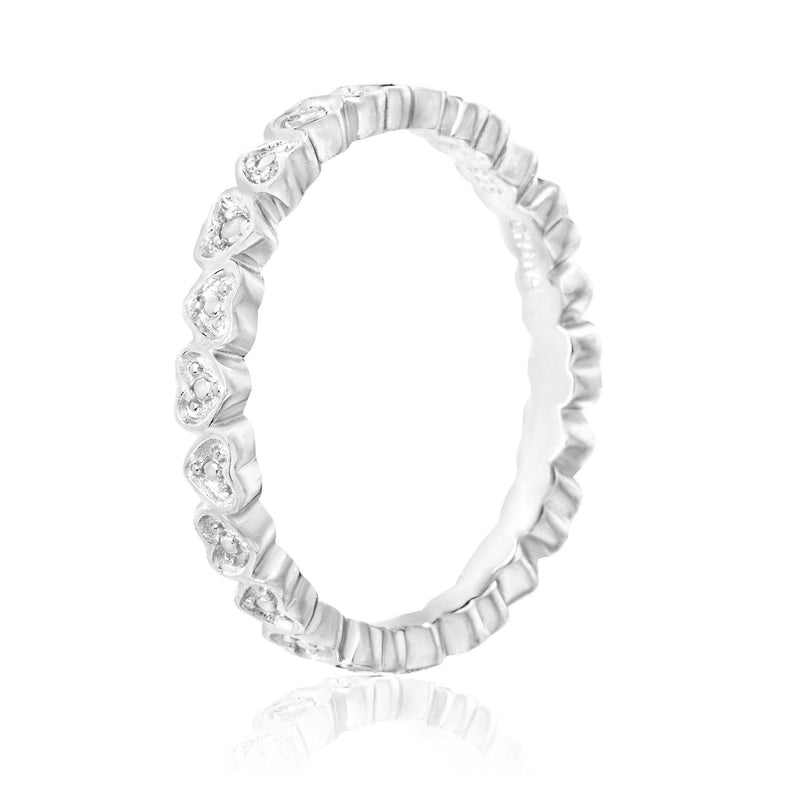 STERLING SILVER RH DIAMOND ACCENT HEARTS ETERNITY RING - Atlanta Jewelers Supply