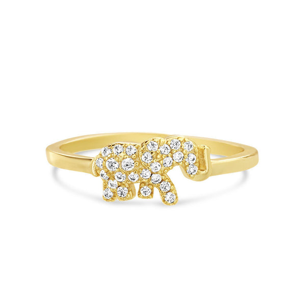 STERLING SILVER GOLD PAVE CZ ELEPHANT RING - Atlanta Jewelers Supply