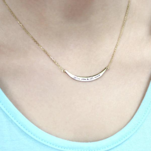 Sterling Silver Love You To The Moon Necklace