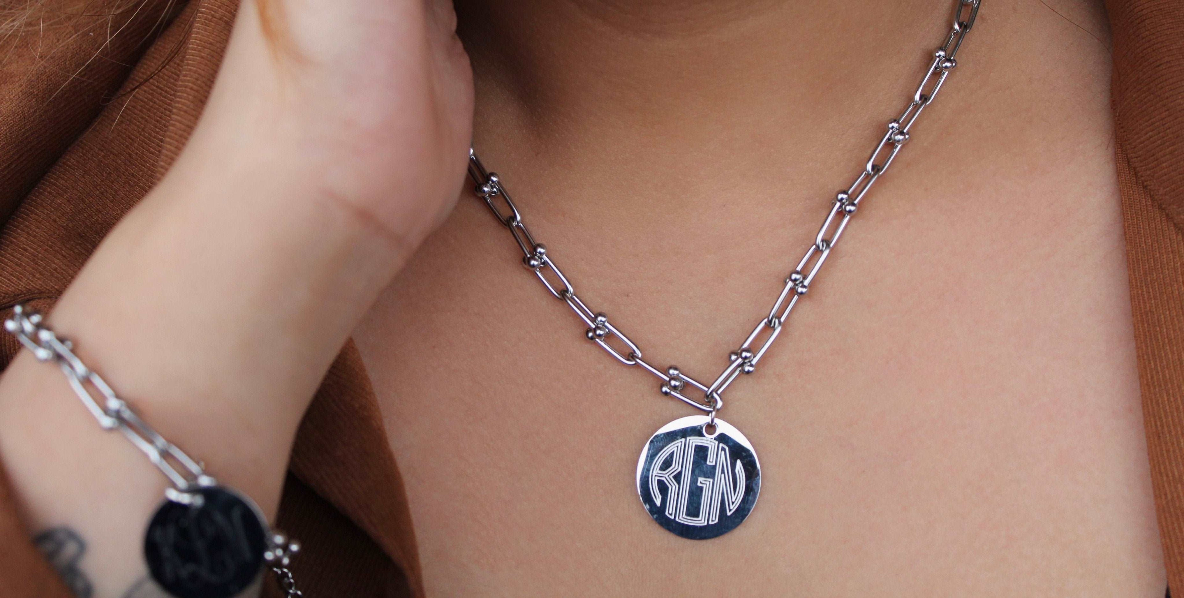 Designer Inspired Link Chain Monogram Necklace - Atlanta Jewelers Supply
