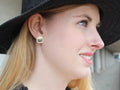 Sterling Silver Square Engravable Pearl Edged Stud Earrings - Atlanta Jewelers Supply