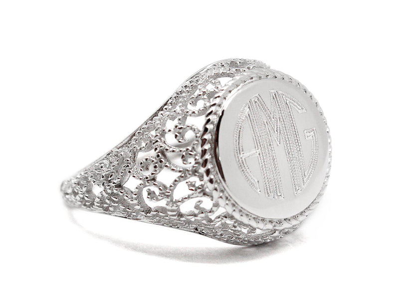 Sterling Silver Engravable Circle Filigree Ring - Atlanta Jewelers Supply