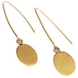 Engravable German Silver Oval Gold Brushed Long Wire Earrings - Atlanta Jewelers Supply