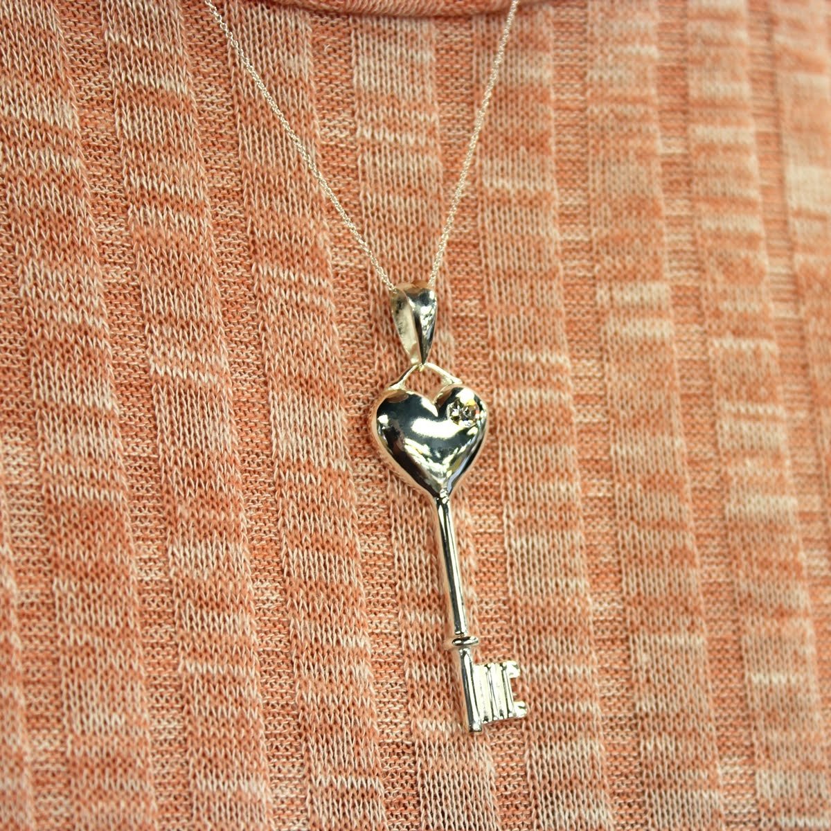 Sterling Silver Key To My Heart Pendant Necklace - Atlanta Jewelers Supply