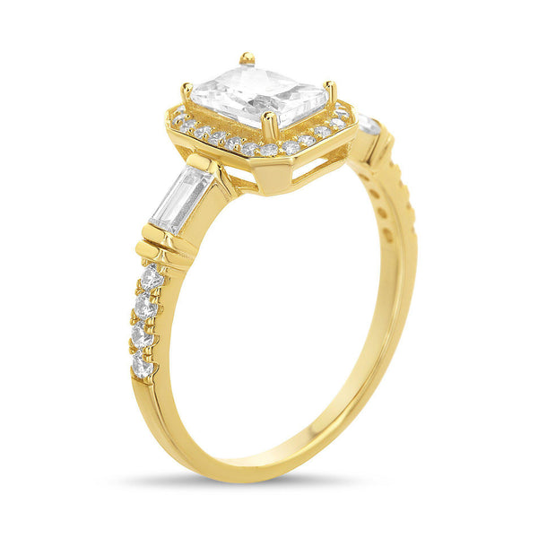 GOLD CZ W/ CZ ACCENTS FANCY DESIGN ENGAGEMENT RING - Atlanta Jewelers Supply