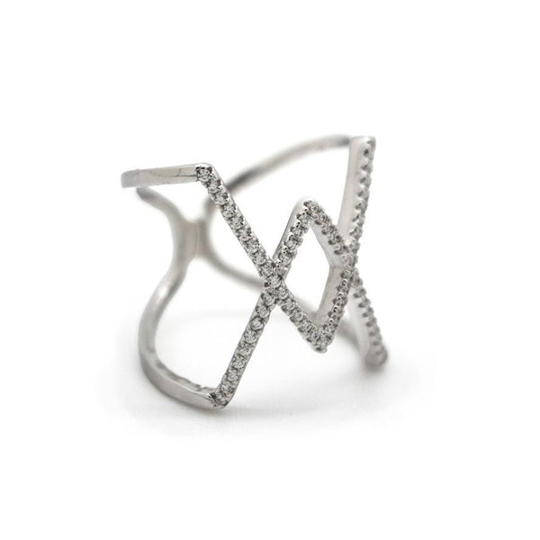 STERLING SILVER Diamond Criss Cross Ring - Atlanta Jewelers Supply
