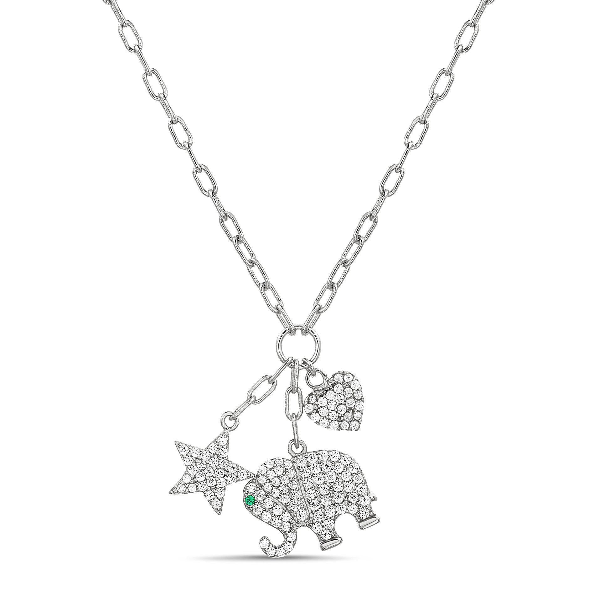 SILVER CZ MULTI CHARM NECKLACE - Atlanta Jewelers Supply