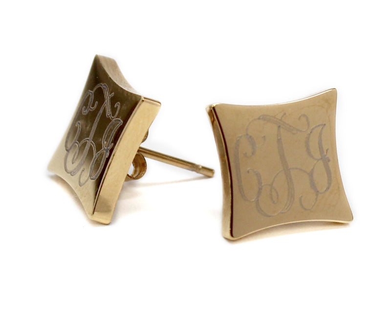 Stainless Steel Monogram Square Earrings