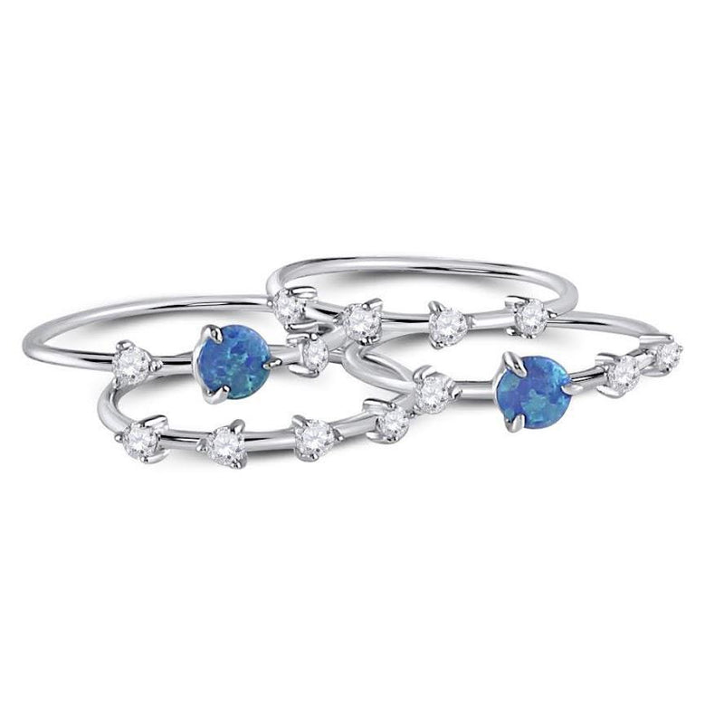 STERLING SILVER STACKABLE 4 BANDS OPAL AND CZ RING - Atlanta Jewelers Supply