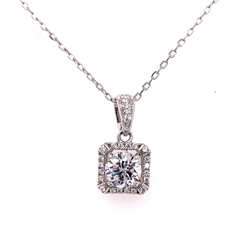 Sterling Silver Square Sparkle Necklace - Atlanta Jewelers Supply